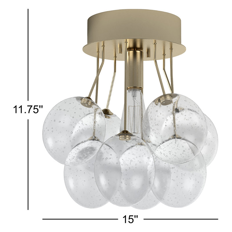 Logan Glass Semi Flush Mount, Satin Brass