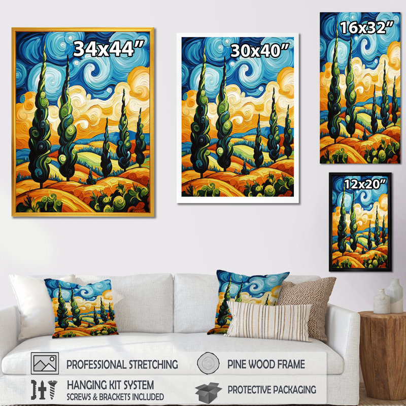 «Autumn Wood Forest» par Vincent II, impression d'art mural Van Gogh, 32" H x 16" W, Picture Framed Print, Black