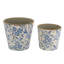 Ensemble de 2 pots à fleurs en céramique à motif chinois bleu et blanc, pots de plantes d'intérieur en glacis craquelé rétro