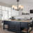 Costa 4-light 28" Mid-century Modern Black Chandelier with Iron Frame and White Linen Shades for Dining Room.-1667455886