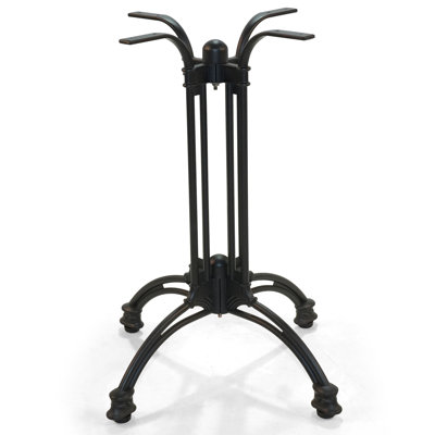 H27.6 Cast Aluminum Table Base With 4 Stable Feet, Decorative Openwork Design Table Leg Black