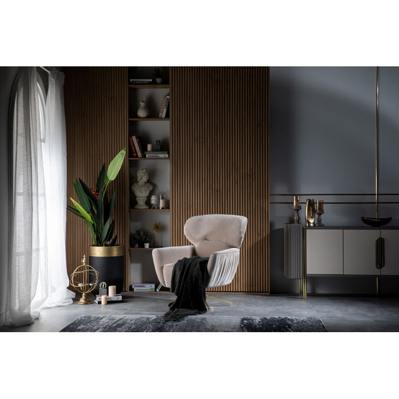 Fauteuil Florya, Velours beige