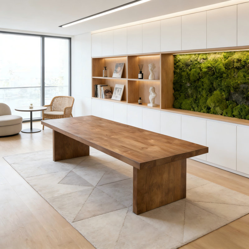 Table de salon en bois massif, table de conférence, H 29,53 po x L 86,61 po x l 35,43 po