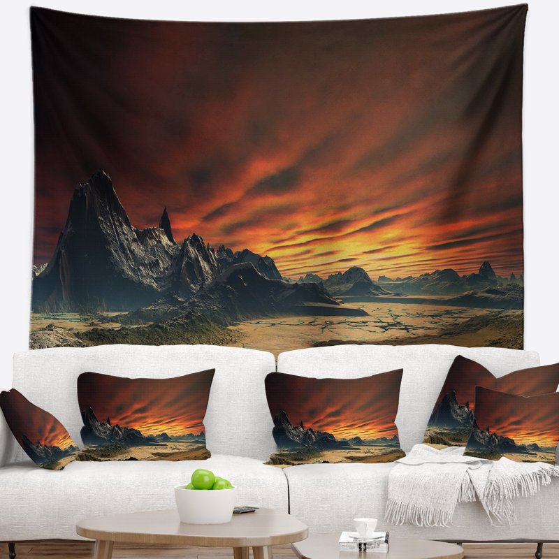 Paysage avec magnifique tapisserie Alien, H 32 po x l 39 po