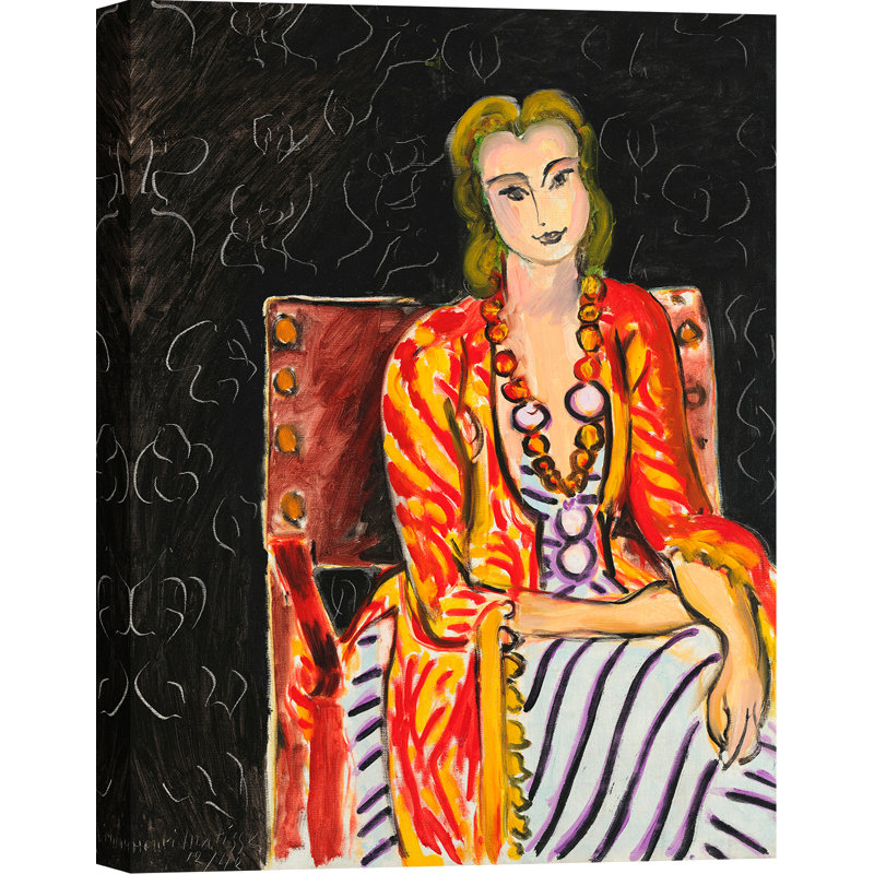 3HM7469 Woman Seated Before A Black Background by Henri Matisse - Wrapped Canvas Print, 100 cm H x 70 cm W