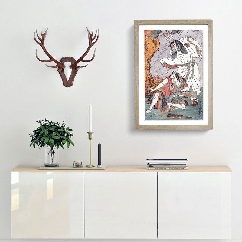 Uzaemon & Otani by Katsukawa Shunsho - Picture Frame Painting Print, Oak Framed, 48cm H x 36cm W x 2cm D