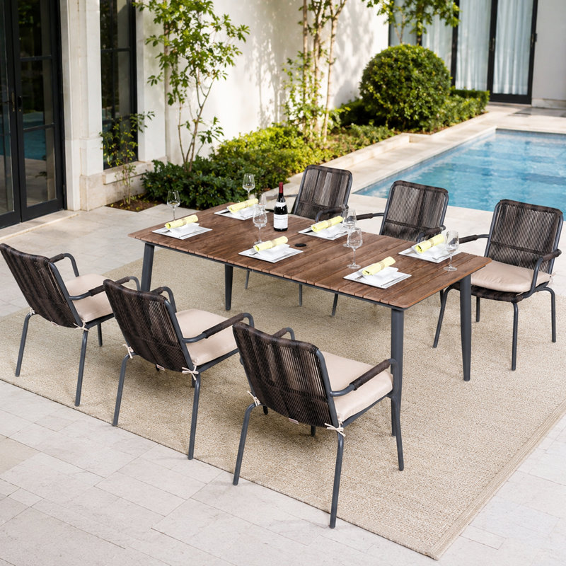 Ensemble repas d'extérieur 77,95 po L 77,95 po, 6, 28.74" H x 77.95" W x 37.4" D