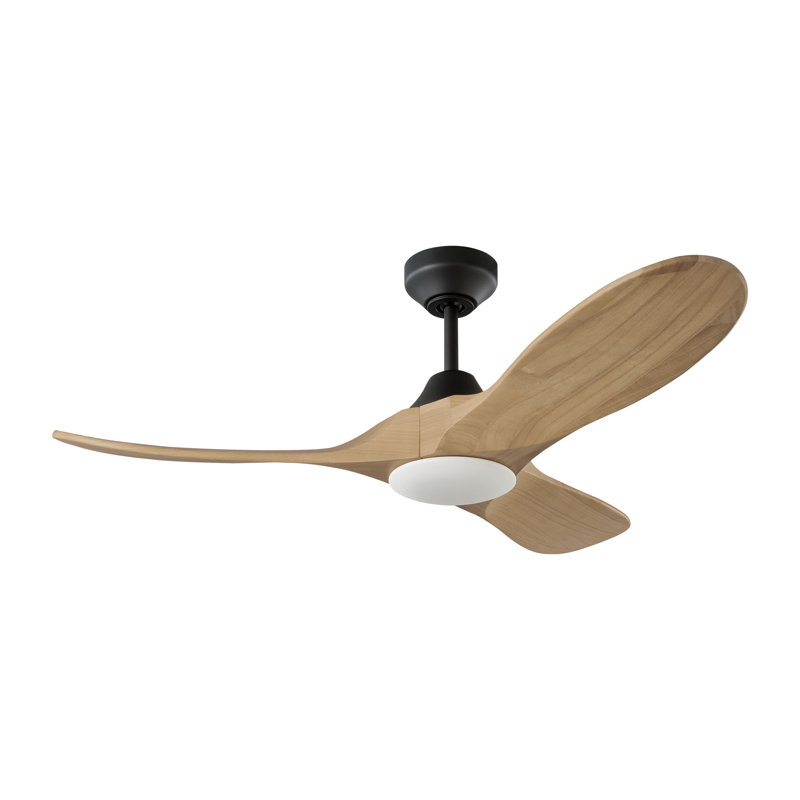  Ventilateur de plafond d'intérieur à 44 lumières DEL Maverick avec tige filetée, pales en miel naturel et télécommande portable