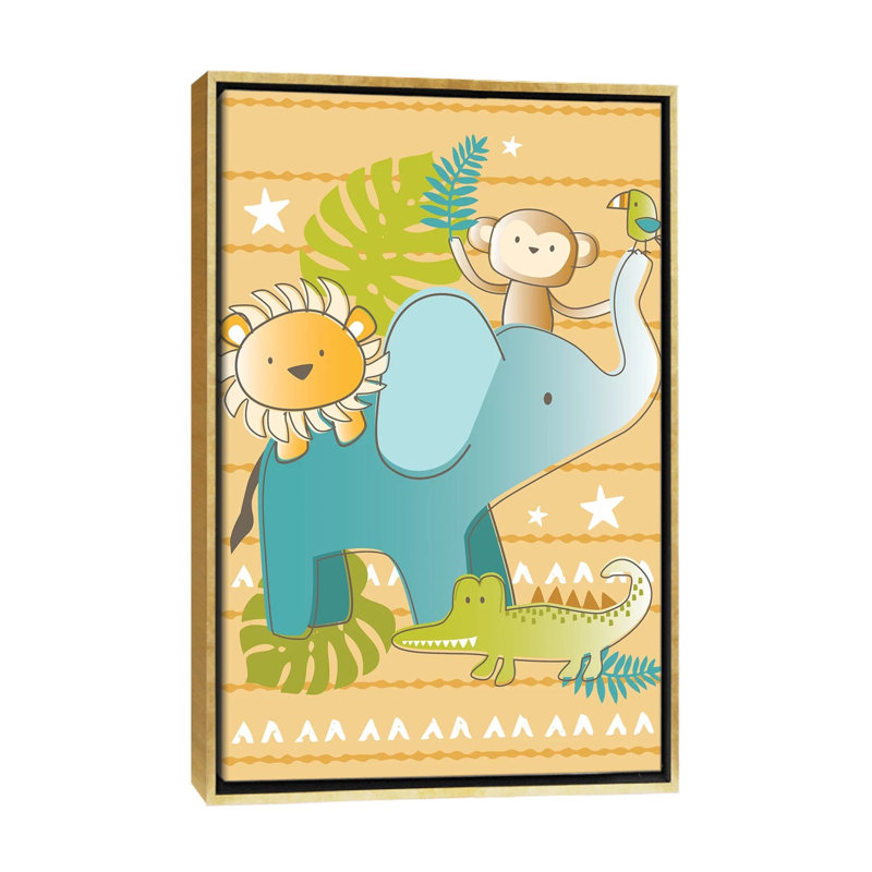 «Jungle Nursery I» par Lisa White boutons - impression d'art graphique, H 60 po x l 40po x P 1,5 po, Toile encadrée d'or