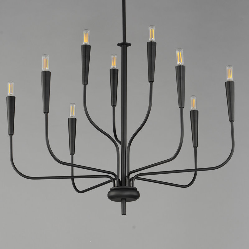 9 - Light Dimmable Classic / Traditional Chandelier, Black