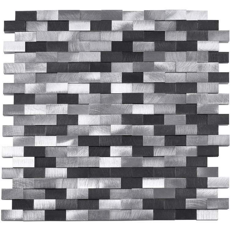 Slender Random Sized Metal Brick Joint Mosaic Wall Tile