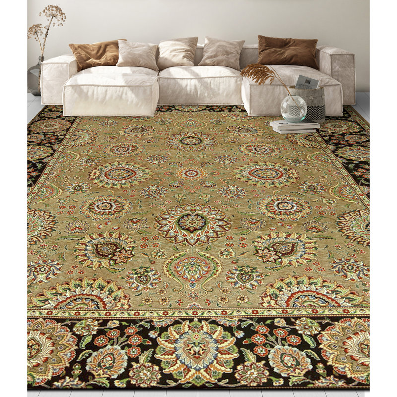 Tapis rectangulaire en laine noué à la main