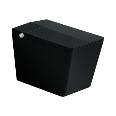 Black Square Smart Toilet With Built-In Tank For Bathroom, Remote Control, Tankless Bidet Toilet With Foot Touching Lid Opening, Auto Flush, Heated Seat, LED Digital Display, User Memory, Matte Black