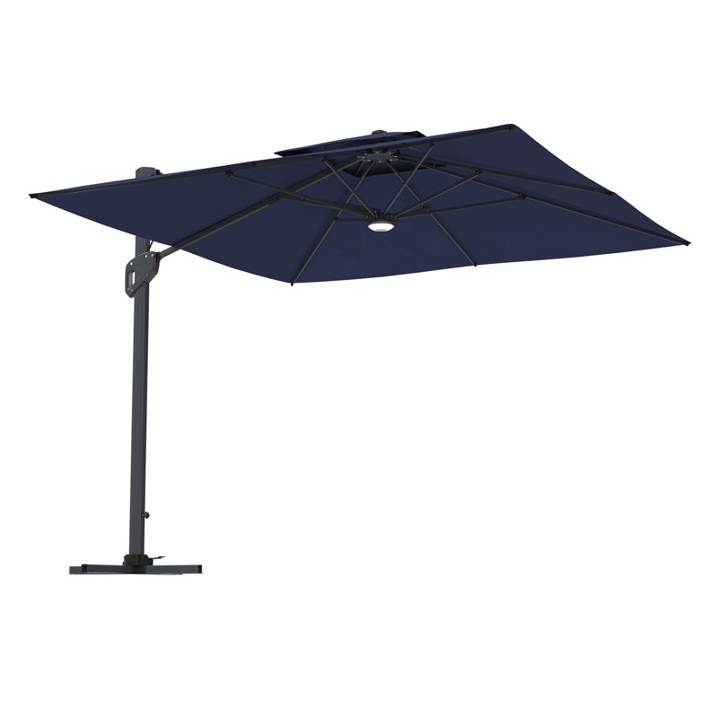 Parasol en porte-à-faux carré Gilda, Bleu marine