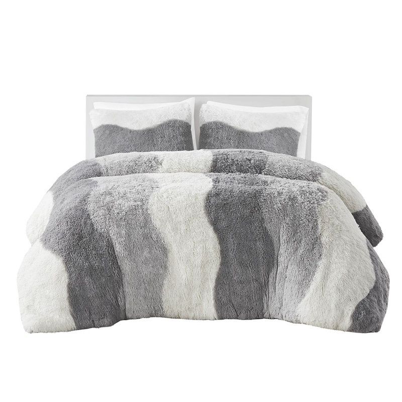 Édredon pour lit simple / simple TG - Ombre en microfibre de fourrure synthétique et rembourrage inversé pour maison moderne