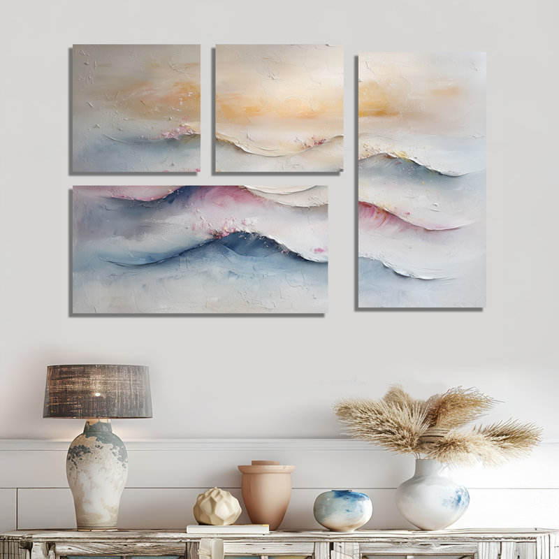 Parallel Streams of Lavender Coastal Horizon II - Coastal Large, art mural 4 pièces, Toile tendue, Ne s’applique pas