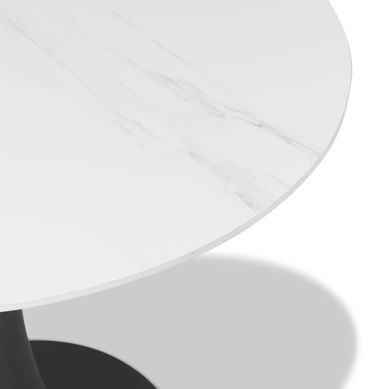 Annabela Bistro Table - Black Frame - Ceramic Stone, White