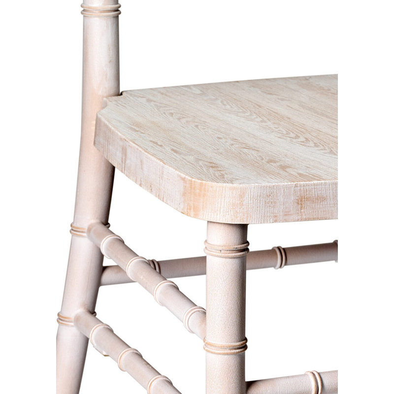 Chaise Chiavari en résine - squelette en acier d'aspect bois brossé, Blanc patiné