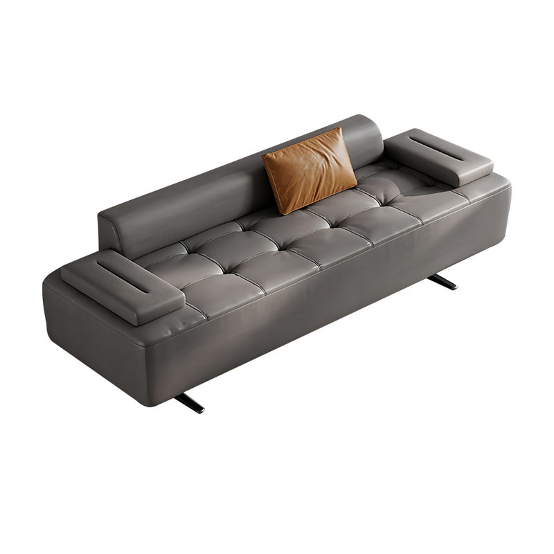 Microfiber Leather Upholstered Bench, 20.47" H x 70.86" W x 21.65" D, Light Gray