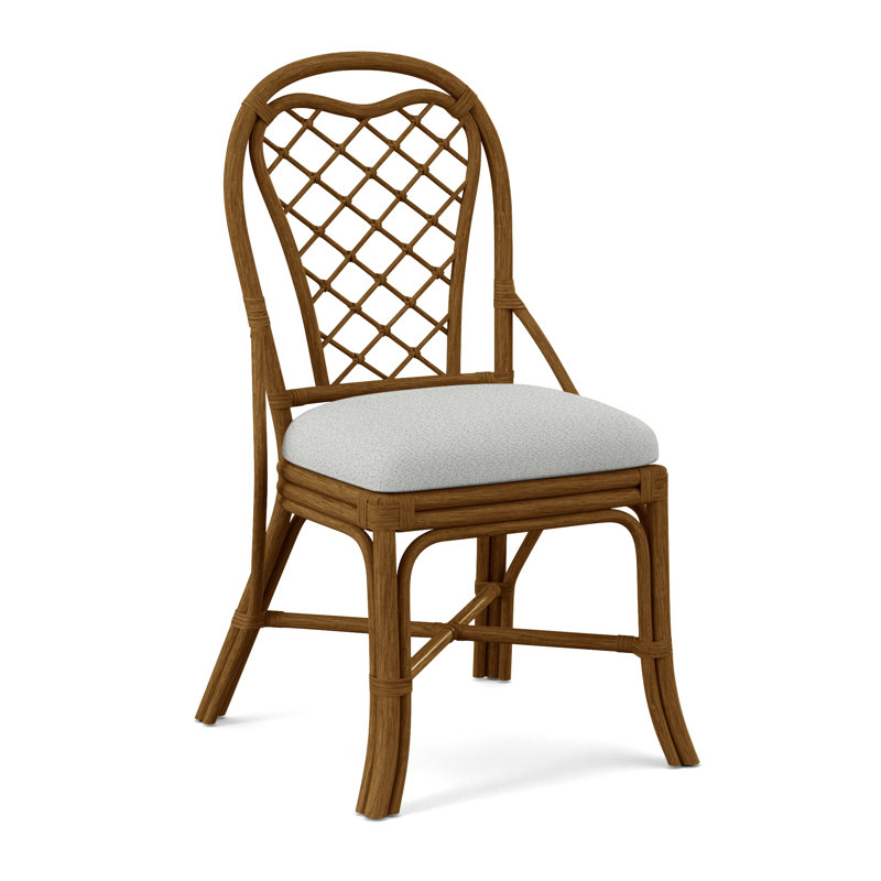 Trellis Back Side Dining Chair, Eggshell Crypton Performance; 0884-93, Havana