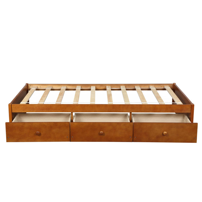 Lit plateforme avec rangement de haute qualité avec trois tiroirs spacieux pour une expérience de sommeil organisée et confortable
