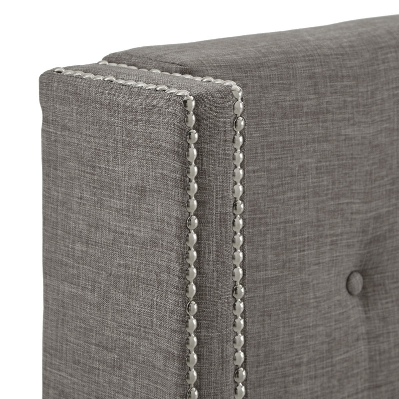 Kaster Upholstered Headboard, Full, Grey Linen