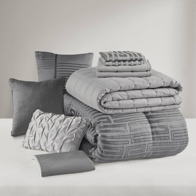Ensemble de literie pour grand lit luxueux 10 pièces, polyester jacquard, élégance moderne pour un confort toute l'année