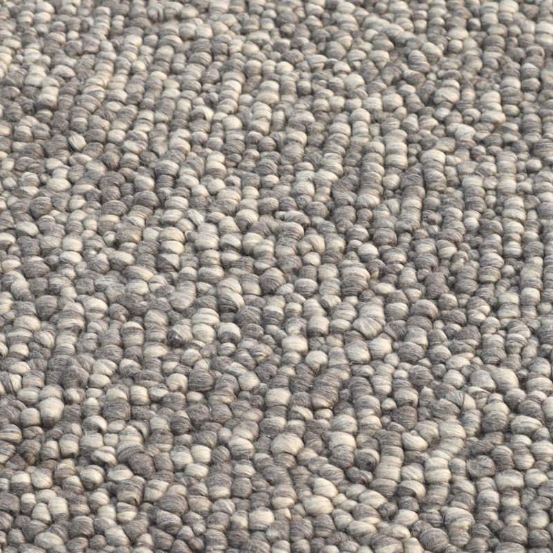 Pebbles Handmade Pitloom Grey Bubble Textured Wool Area Rug By Tufty Home, Rectangle 2' x 3'