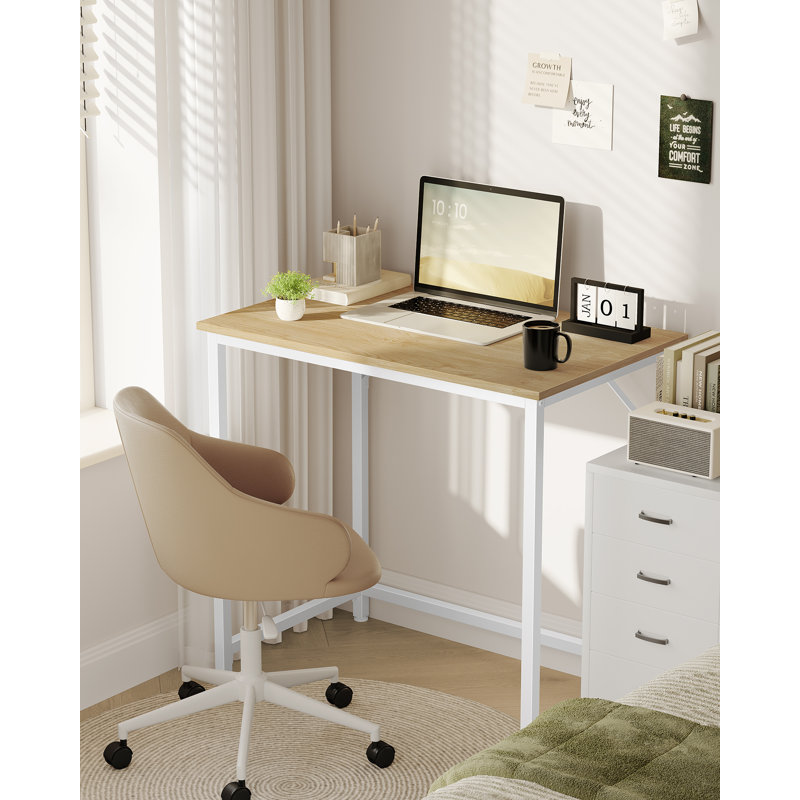 Alandus Computer Desk, Beige, 76cm H x 80cm W x 50cm D, White