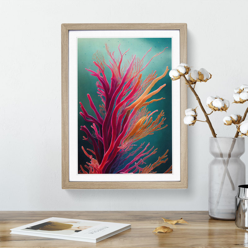 Fascinating Coral Reef - Single Picture Frame Painting, Oak, 64cm H x 46cm W x 2cm D