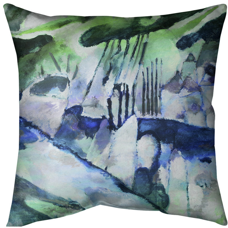 Oreiller avec coussin de pluie paysage, Vert, Faux lin