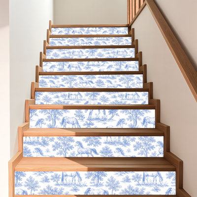 Peel and Stick Wallpaper Contact Paper Vintage Blue White Toile Self Adhesive and Removable 17.7in x 118in(45x300cm)