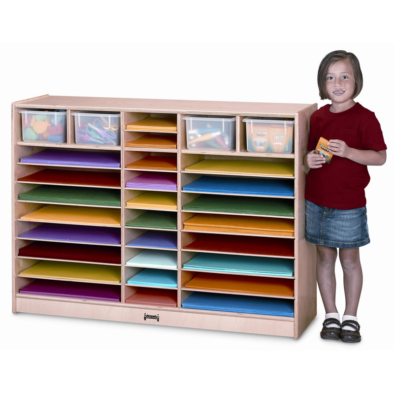 Black Mobile Paper Center with Clear Trays for Kids