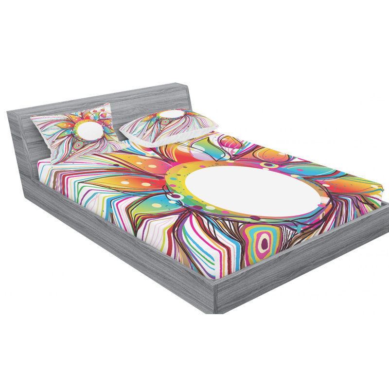 Microfiber Patterned Sheet Set, Queen Fitted Sheet with 2 Pillowcases