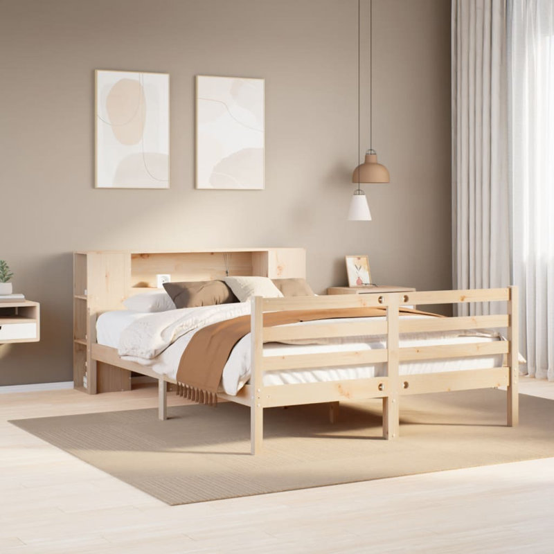 Meansville Solid Wood Bed, Natural, 135 x 190cm