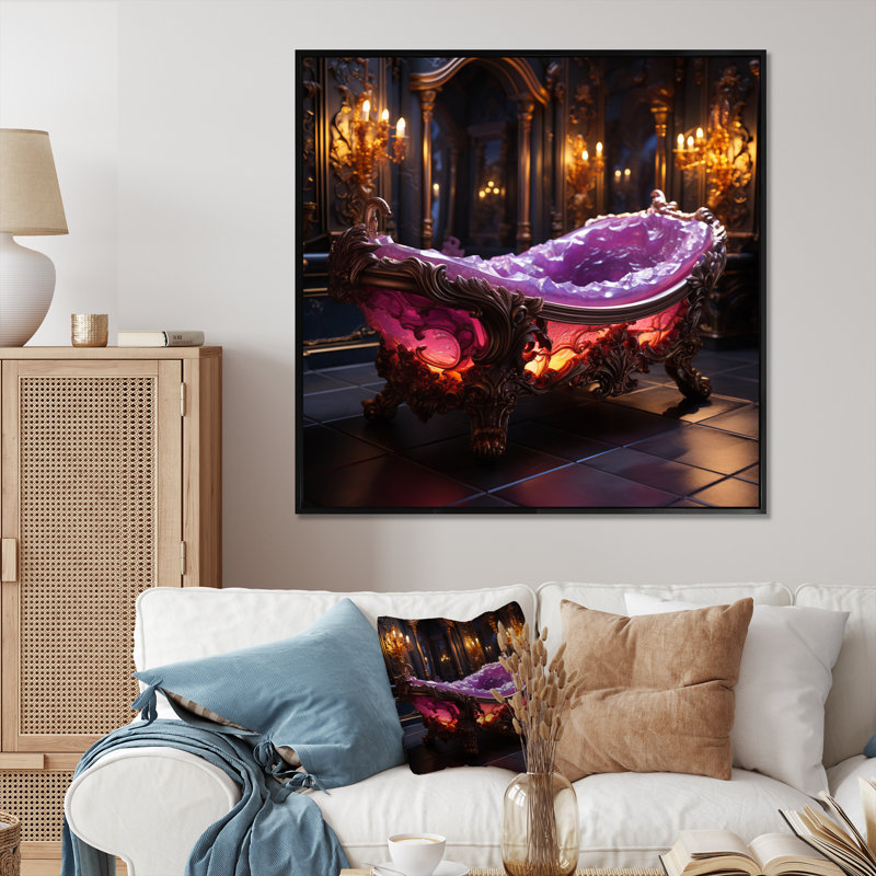 «Bathroom Bathroom Dream» sur toile, Cadre flottant noir, H 30 po x l 30 po x P 1 po