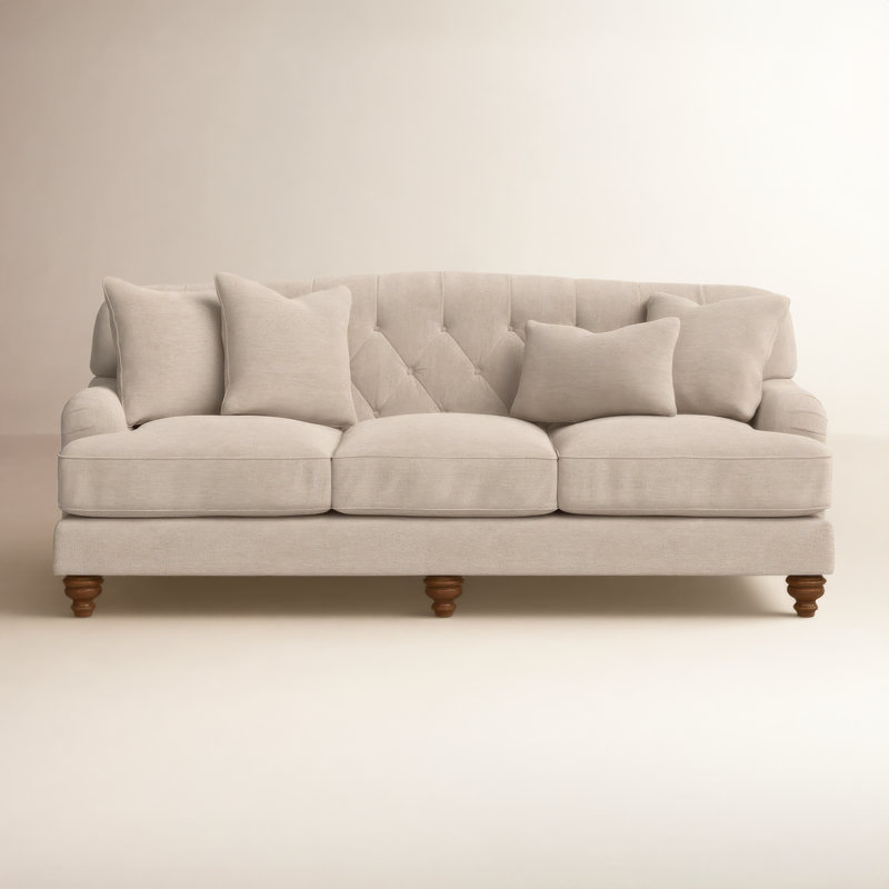 Sullivan Upholstered 90'' Sofa, Index 10 White Performance Twill, Pecan, Yes