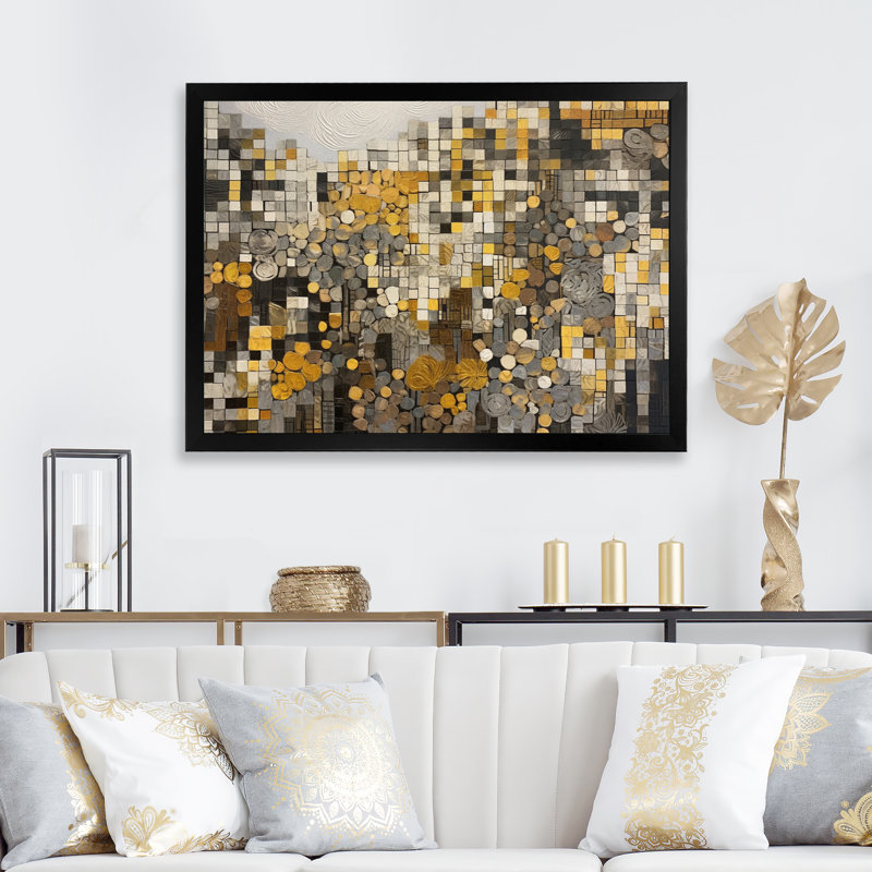 «Peavey Yellow and Cream Bohemian Medley II» sur toile, Cadre simple noir, H 30 po x l 40 po x P 1,5 po