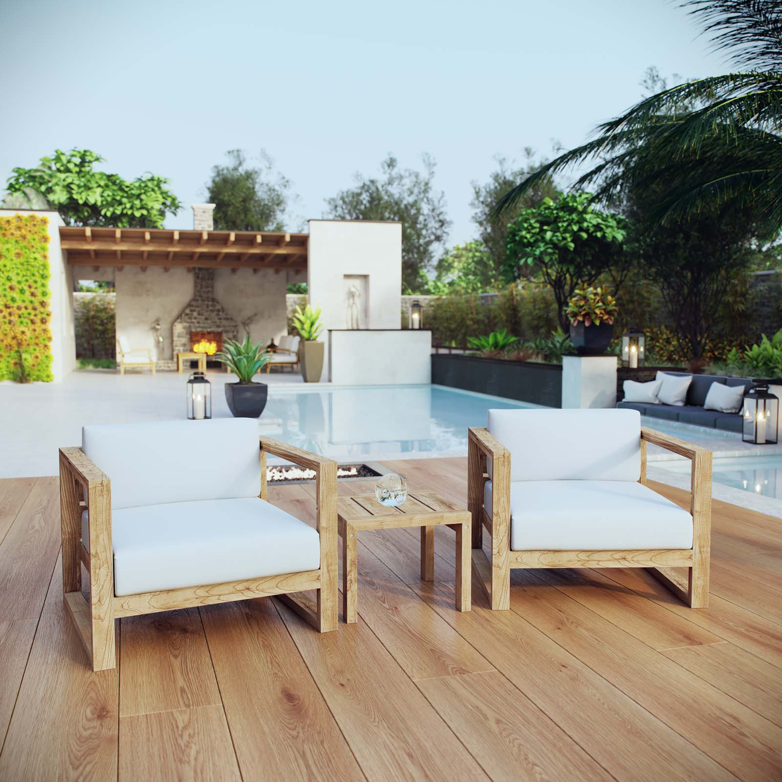 Upland 2-Person Teak Patio Seating Group