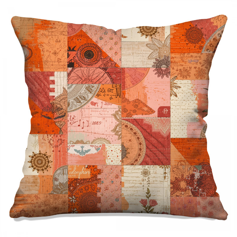 Bohemian Patchwork Pattern Double Sided Throw Pillows, 14 x 14 inches