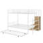 Lit superposé en métal avec lit gigogne, échelle de rangement latérale et garde-robe-385035629