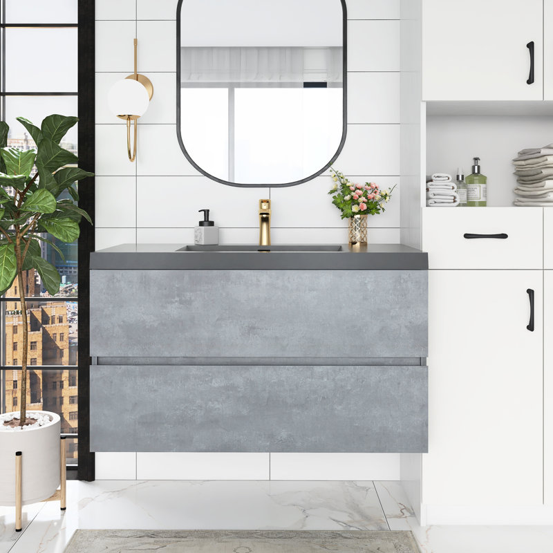 Eloiza 42'' Single Bathroom Vanity with Quartz Top