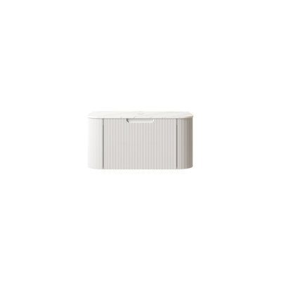 DINA 30'' Wall Mounted Plywood Cabinet with Carrara White Sintered Stone Countertop, One Drawer, NO Basin, NO Faucet and Drain, White Color (New SKU)