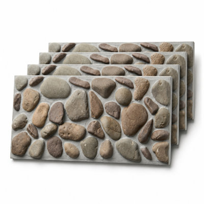 Faux Stone Panels (Set Of 4) – Cobblestone Style, Lightweight, Easy Installation, Durable, And Low Maintenance For Indoor And Outdoor Use