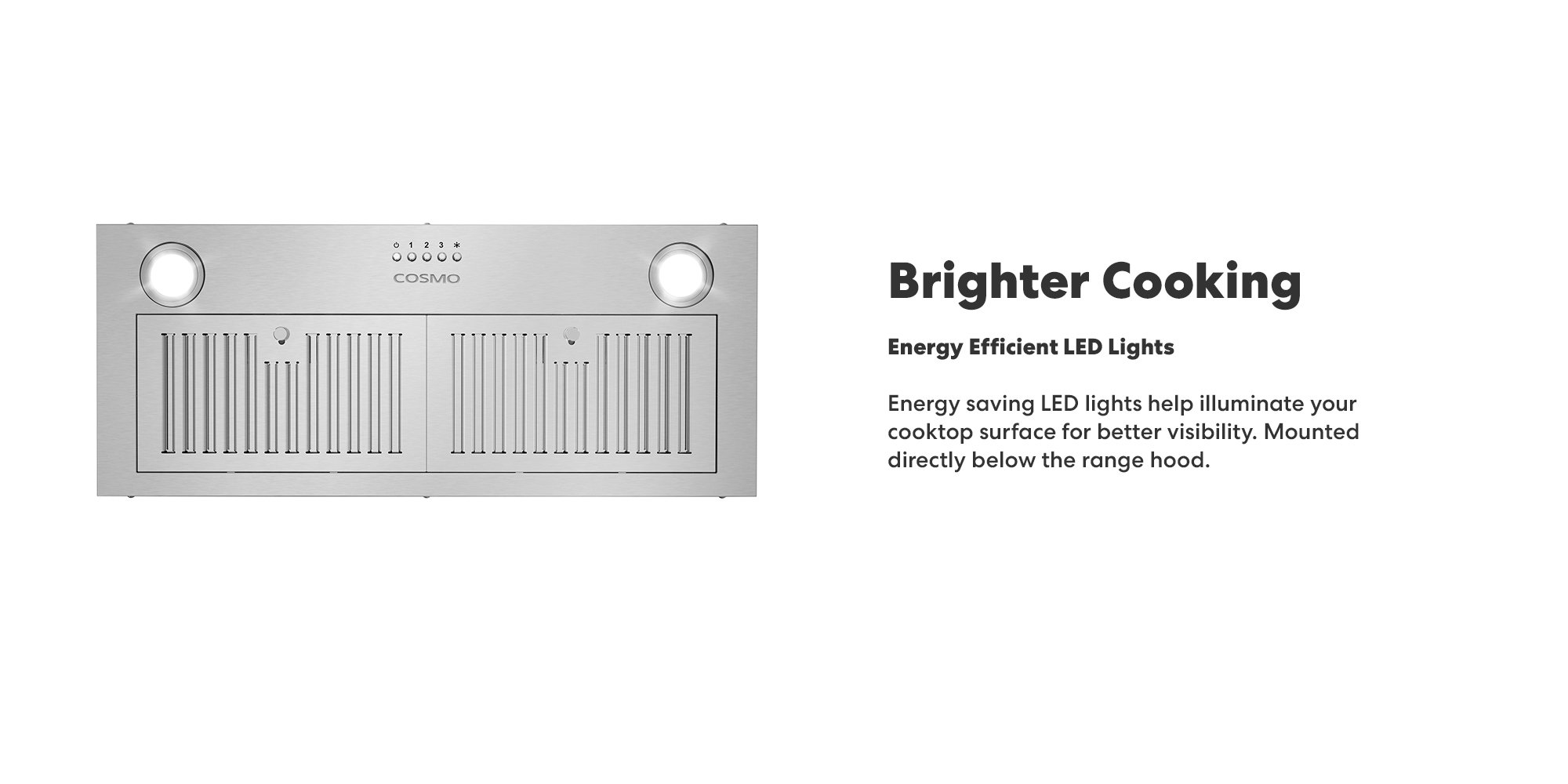 Cosmo 30 in. Insert Range Hood w/ Push Button Controls, 3speed Fan