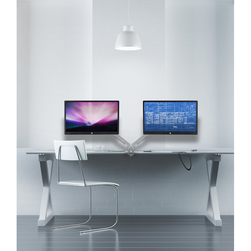 Mount-It Height Adjustable Dual Monitor Arm Mount Desk Stand | Fits 24 to 32 in. with 3.0 USB Ports