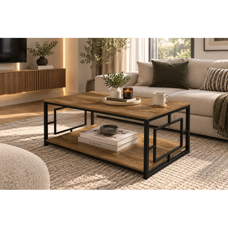 Hodgdon 120cm Rectangular Coffee Table, Oud Oak, Black/Oud Oak