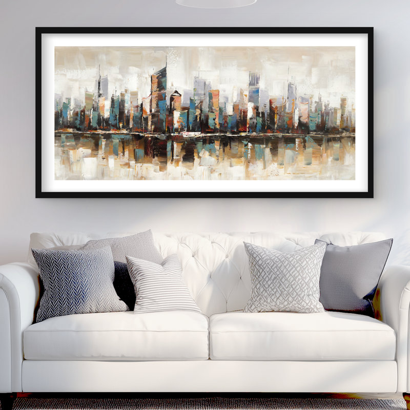 «Abstract Buildings with Textures - Brown», reproduction encadrée