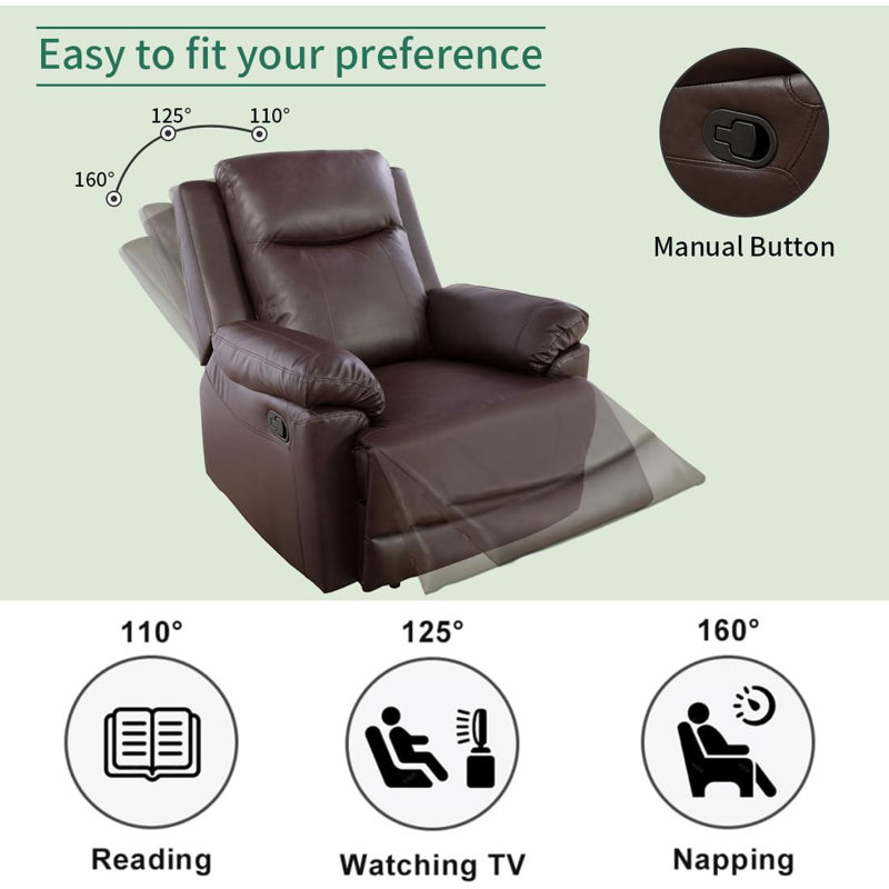 Faux Leather Recliner, Brown