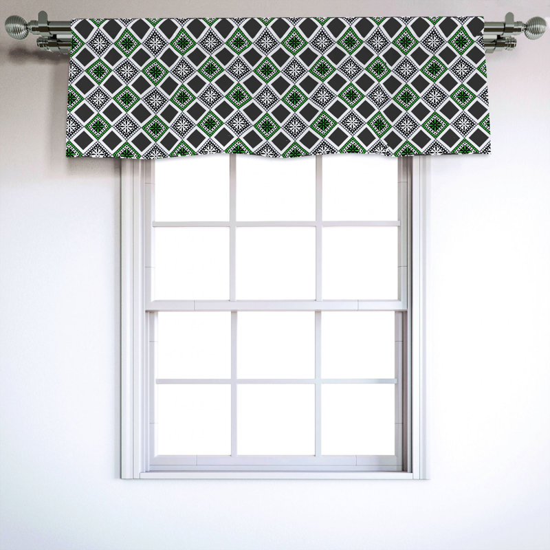 Sateen Geometric Ruffled Window Valance